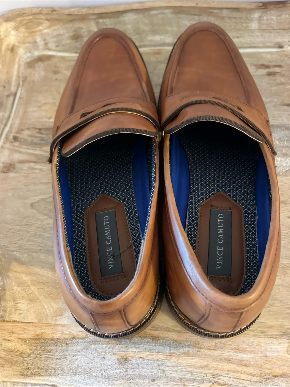 Vince Camuto Brown Leather Penny Loafers
